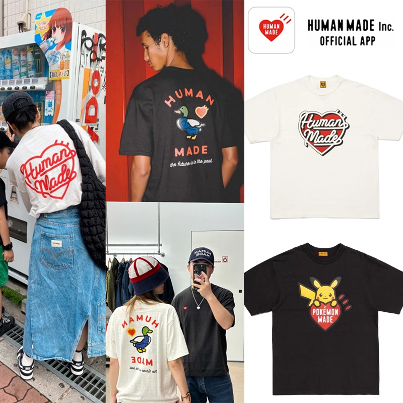 เสื้อยืด Human Made แท้ DUCK GRAPHICTee แขนสั้นขั้นพื้นฐาน เสื้อยืดสไตล์เดียวกันสำหรับคู่รั