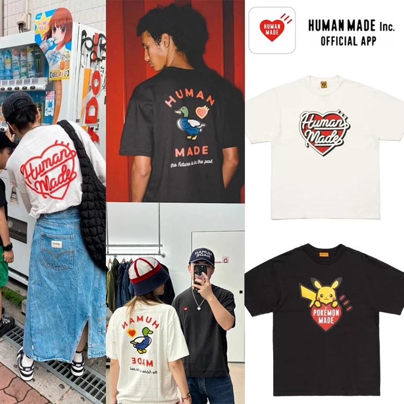 เสื้อยืด Human Made แท้ DUCK GRAPHICTee แขนสั้นขั้นพื้นฐาน เสื้อยืดสไตล์เดียวกันสำหรับคู่รั
