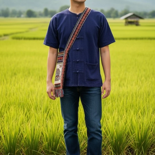 ย่ามลายช้าง กระเป๋าช้าง ผ้านากาพื้นเมือง ไซส์ 8,9,10,12 นิ้ว มีซิป 2 ช่อง