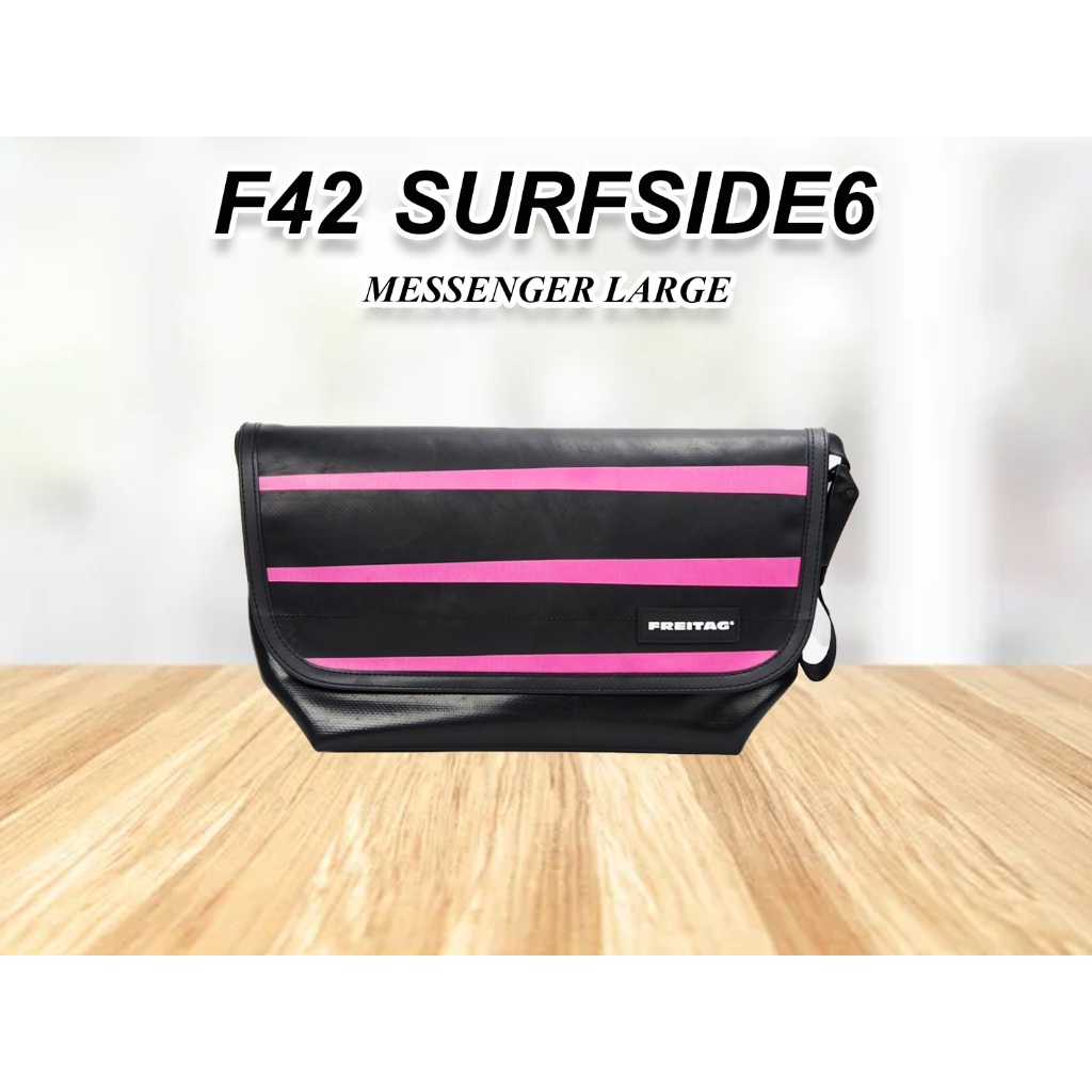 กระเป๋า FREITAG รุ่น F42 SURFSIDE6 (ผ้าดำ-สกรีนลายชมพู) มือ1