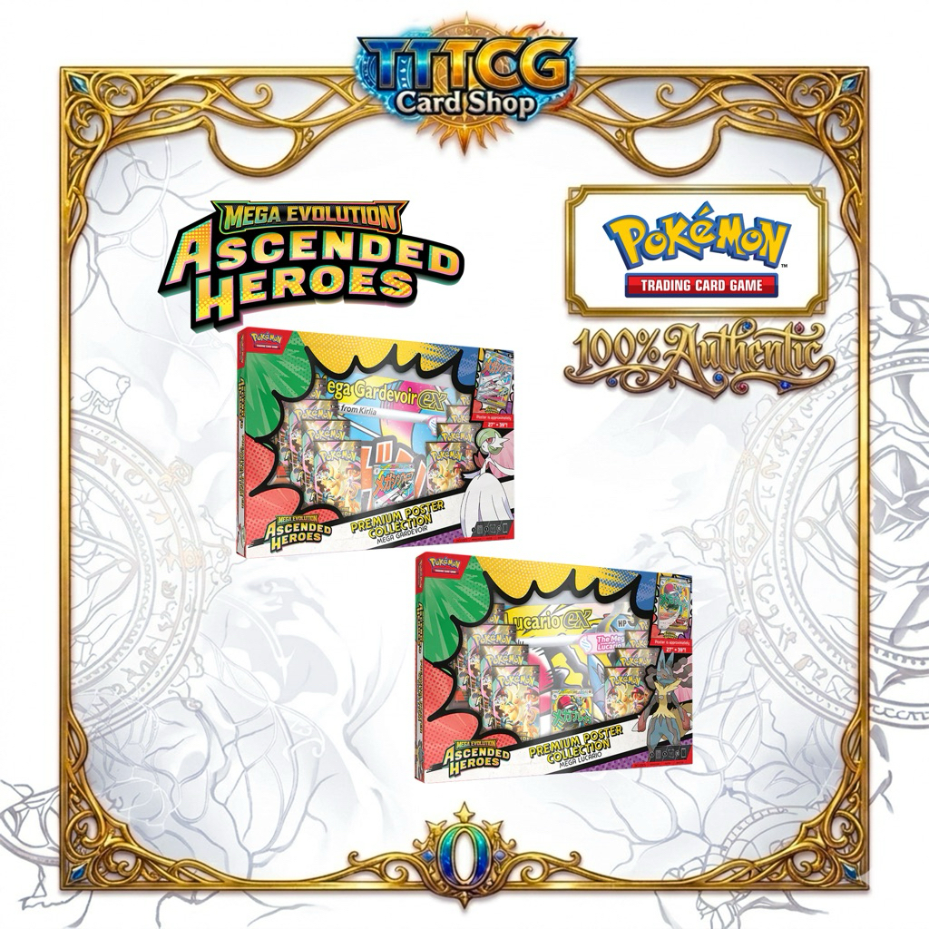 [ Pokémon ENG ] Ascended Heroes Premium Poster Collection 1 Pair การ์ดโปเกมอนภาษาอังกฤษ ชุดสะสมโปสเตอร์ 1 คู่