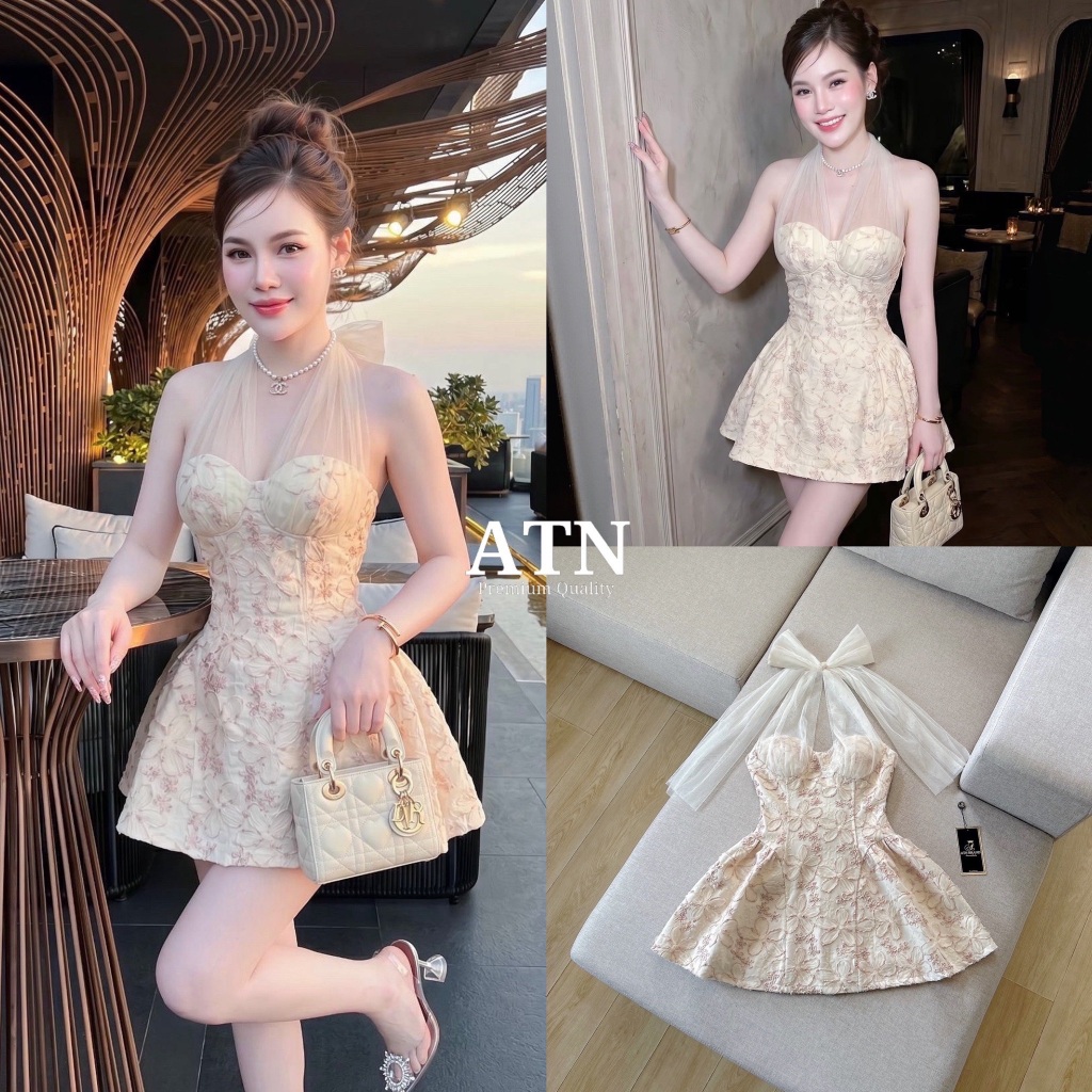 ATN ิเดรสคล้องคอลักซ์ชูรี่ผ้าปักลาย