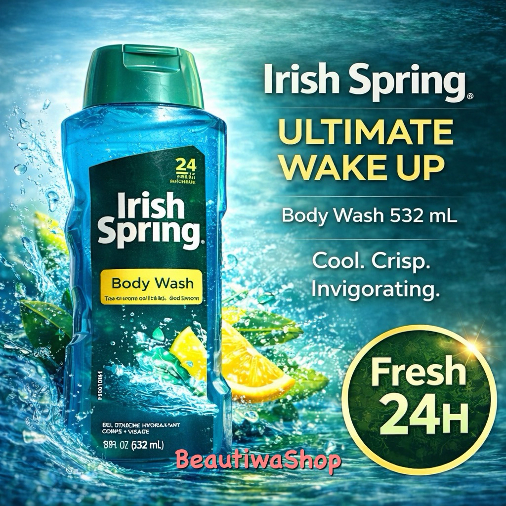 Irish Spring Men's Face & Body Wash532mlUltimate Wake Up สบู่เหลวเข้มข้นสำหรับล้างหน้าและอาบน้ำ ผิวส