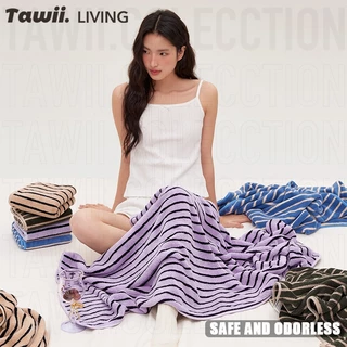 Tawii. ผ้าเช็ดตัว ซึมซับได้ดีเยี่ยม ลายทาง ผ้าเช็ดตัวผืนใหญ่ แห้งไว ผ้าขนหนู 70*140CM