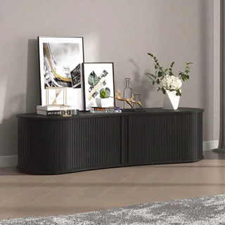 Tomato Home ชั้นทีวี Flutoria oval TV cabinet กว้าง W150ซม| วางทีวีใหญ่สุด65นิ้ว ชั้นทีวีโค้ง สวยงาม