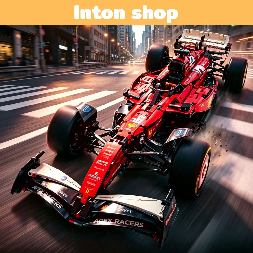 บล็อกตัวต่อโมเดลจำลองมาตราส่วน 1:8 ของรถแข่ง Ferrari SF-24 F1 พร้อมส่งจากไทย