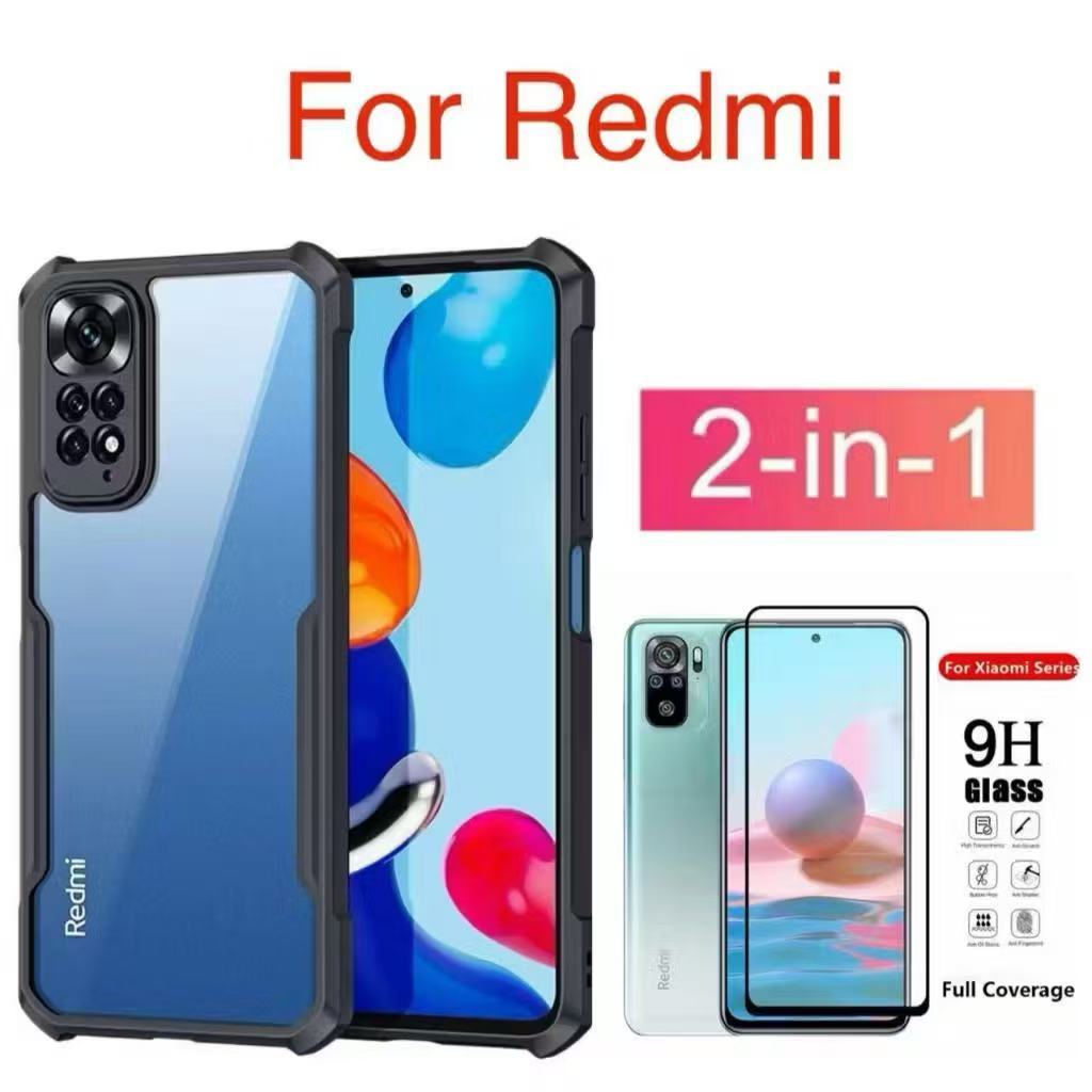 เคสกันรอยกล้อง PC+TPU สำหรับXiaomi Redmi Note1 Note11s Note11Pro Note10 Note10s Note9s Note9Pro กันกระแทก เคสหลังใส