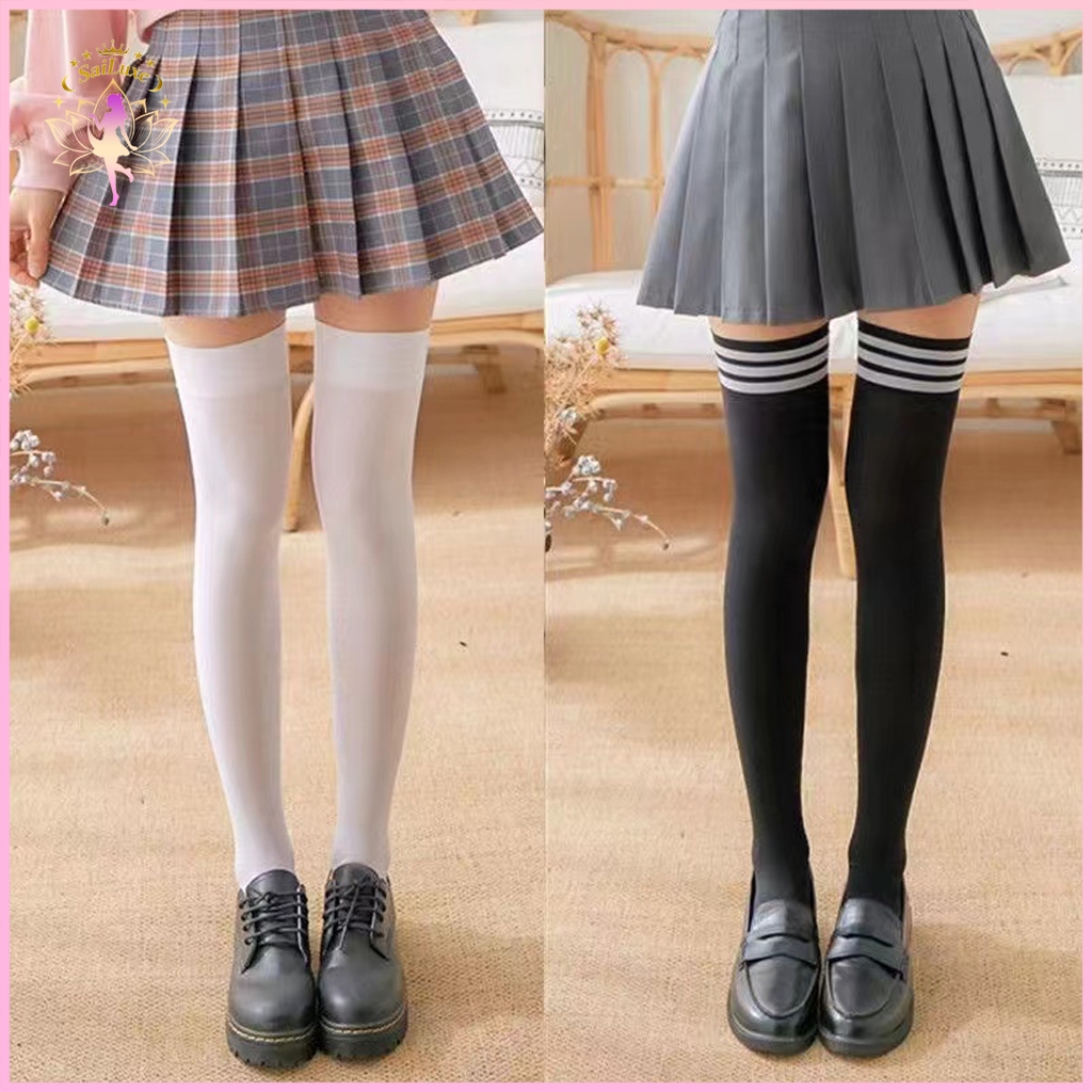 📢Products in stock🎓 ถุงเท้ายาวถึงเข่า JK ญี่ปุ่น ถุงน่องขาวดำคลาสสิค สไตล์เกาหลี ทรง preppy (ชุดยูนิฟอร์มและชุดลำลอง)