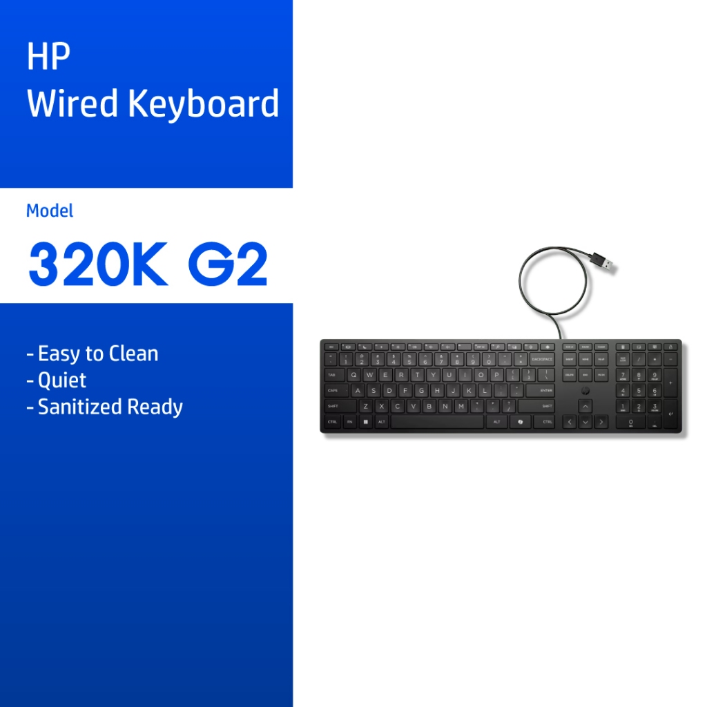 HP 320K G2 USB Wired Keyboard | คีย์บอร์ดมีสาย