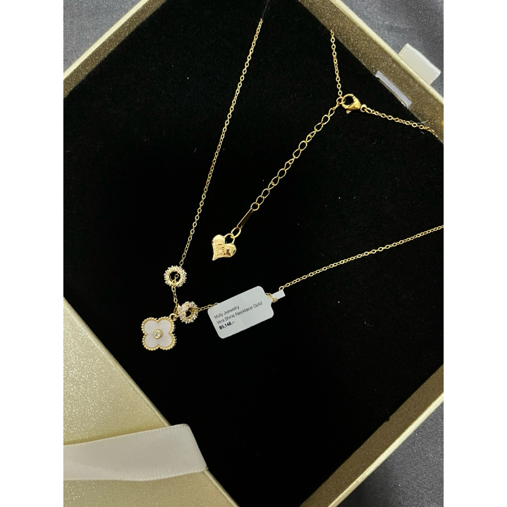 สร้อยคอใบไม้สี่แฉก ดีไซน์สวยงาม Molly jewelry ของแท้