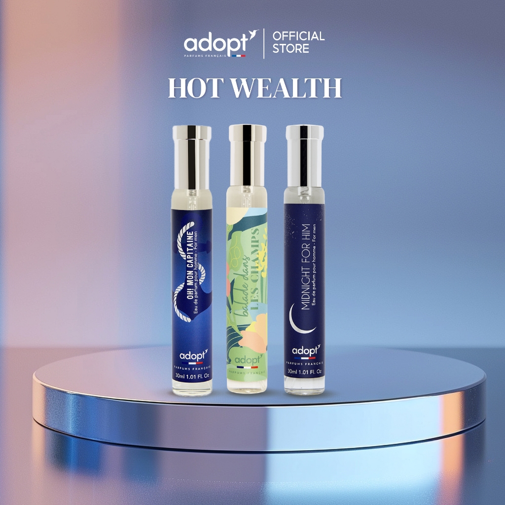 [Set 3 ขวด แถมฟรี กลิ่น Framboise 1 ขวด] For Unisex HOT WEALTH Set Adopt parfums น้ำหอมพรีเมียมจากฝรั่งเศส