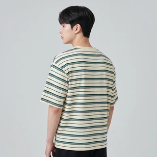 B&R เสื้อยืดลายทาง T-shirt ลูกสุนัขน่ารักพิมพ์ลาย ทรงหลวม สไตล์เกาหลี สีตัดกัน ระบายอากาศได้ดีใส่สบาย แมทช์ง่ายประจำวัน
