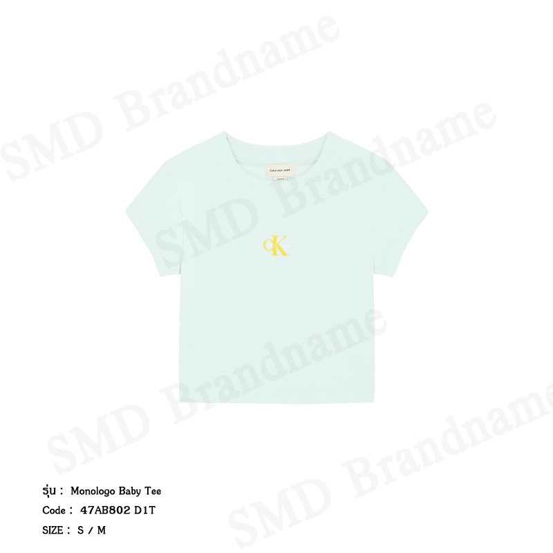Calvin Klein Jeans เสื้อครอปผู้หญิง รุ่น Monologo Baby Tee Code: 47AB802 VHP