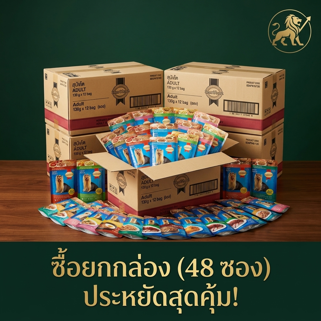 [ยกลัง 48ซอง] SmartHeart pouch อาหารสุนัขเปียกสมาร์ทฮาร์ท 120-130g สมาร์ทฮาร์ทเพาซ์