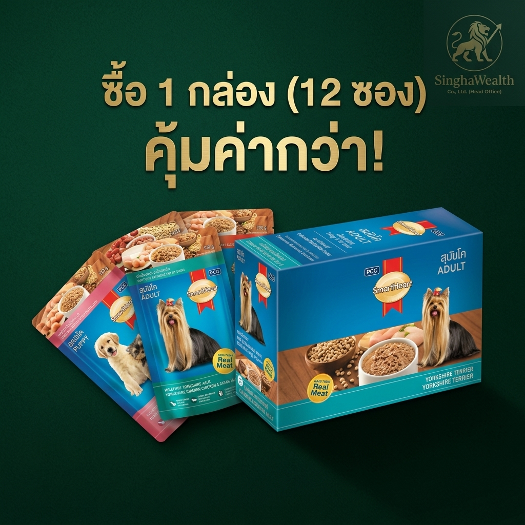 SmartHeart อาหารเปียกสุนัข Pouch สมาร์ทฮาร์ท ขนาด 120-130 g. ( 1 กล่อง  12 ซอง )สมาร์ทฮาร์ทเพาซ์