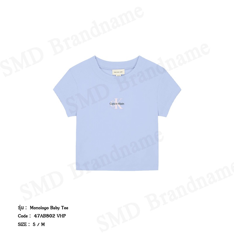 Calvin Klein Jeans เสื้อครอปผู้หญิง รุ่น Monologo Baby Tee Code: 47AB802 VHP