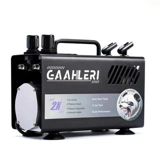 Gaahleri GT-918 ปั๊มลมแอร์บรัช 1L เสียงเงียบ 44dB มีถังพักลม ต่อได้ 2 หัวพร้อมกัน รับประกัน 3 ปี สำหรับพ่นโมเดล