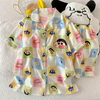 ชุดนอนไหมญี่ปุ่น แขนสั้นขาสั้น ผ้านิ่มใส่สบาย สินค้าพร้อมส่ง