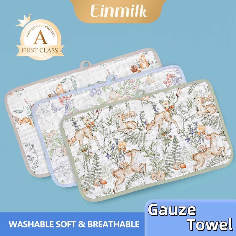 Einmilk ผ้าปาดหน้าเด็ก 100% Cotton 6 ชั้น - ผ้าขนหนูนุ่ม ไม่ระคายเคือง ซักได้หลายครั้ง QFTS