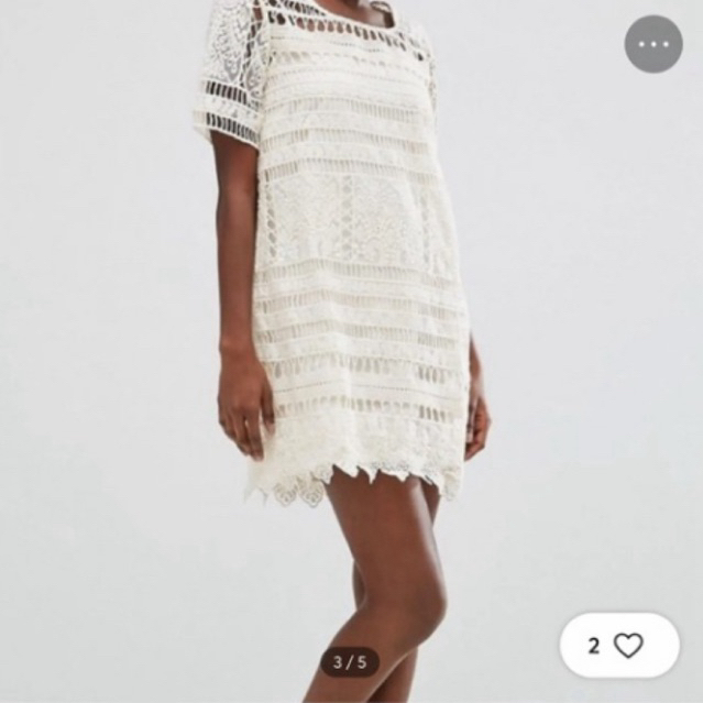 mango lace dress ฉลุครีม