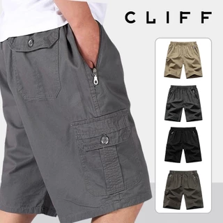 CLIFF กางเกงขาสั้นคาร์โก้ผู้ชาย ไซส์ใหญ่ L-5XL ผ้าฝ้ายระบายอากาศ ทรงหลวม ลำลอง ใส่สบาย