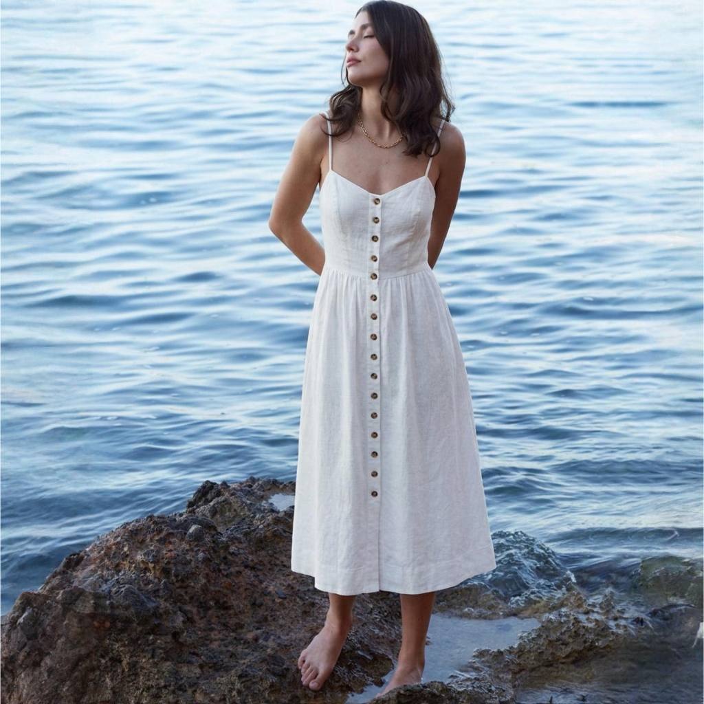 ชุดเดรสรุ่น Women's Corset Linen Midi A-Line Dress จากแบรนด์ Universal Thread เพิ่งมาใหม่ล่าสุด