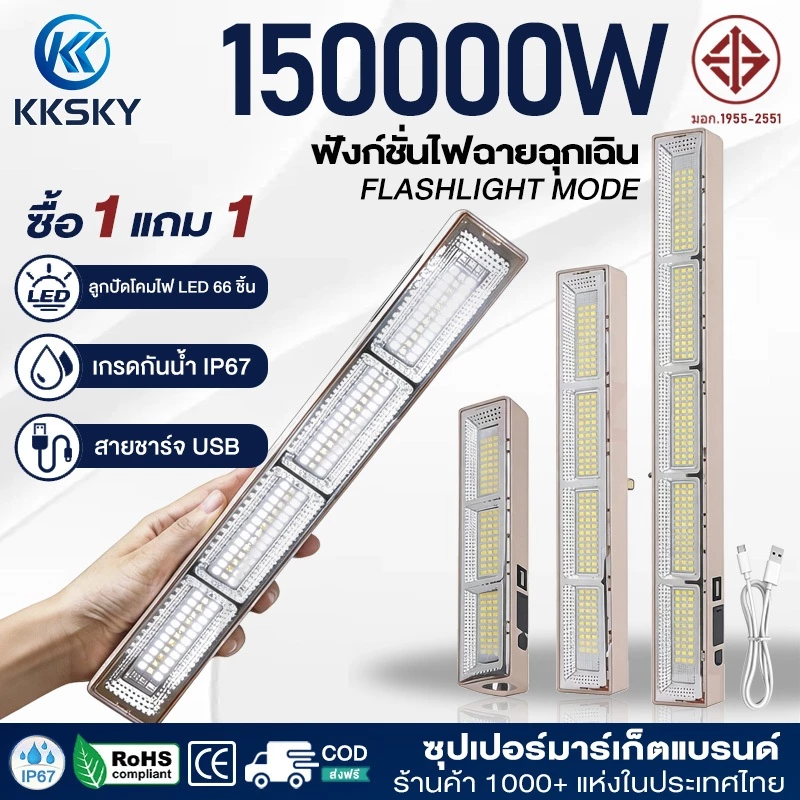 KKSKY ไฟฉุกเฉินพกพา หลอดไฟไร้สาย พกพาสะดวก มีแม่เหล็กติดผนัง LED IP67 กันน้ำ ไฟกลางคืน ไฟข้างเตียง แบบชาร์จไฟ USB ไฟฉาย