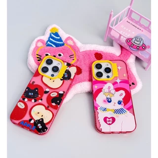Oxygendog case เคสไอโฟน กลิตเตอร์ ลายการ์ตูน แมวดำ แมวขาว For iPhone 16ProMax 16 15ProMax 15 14 13