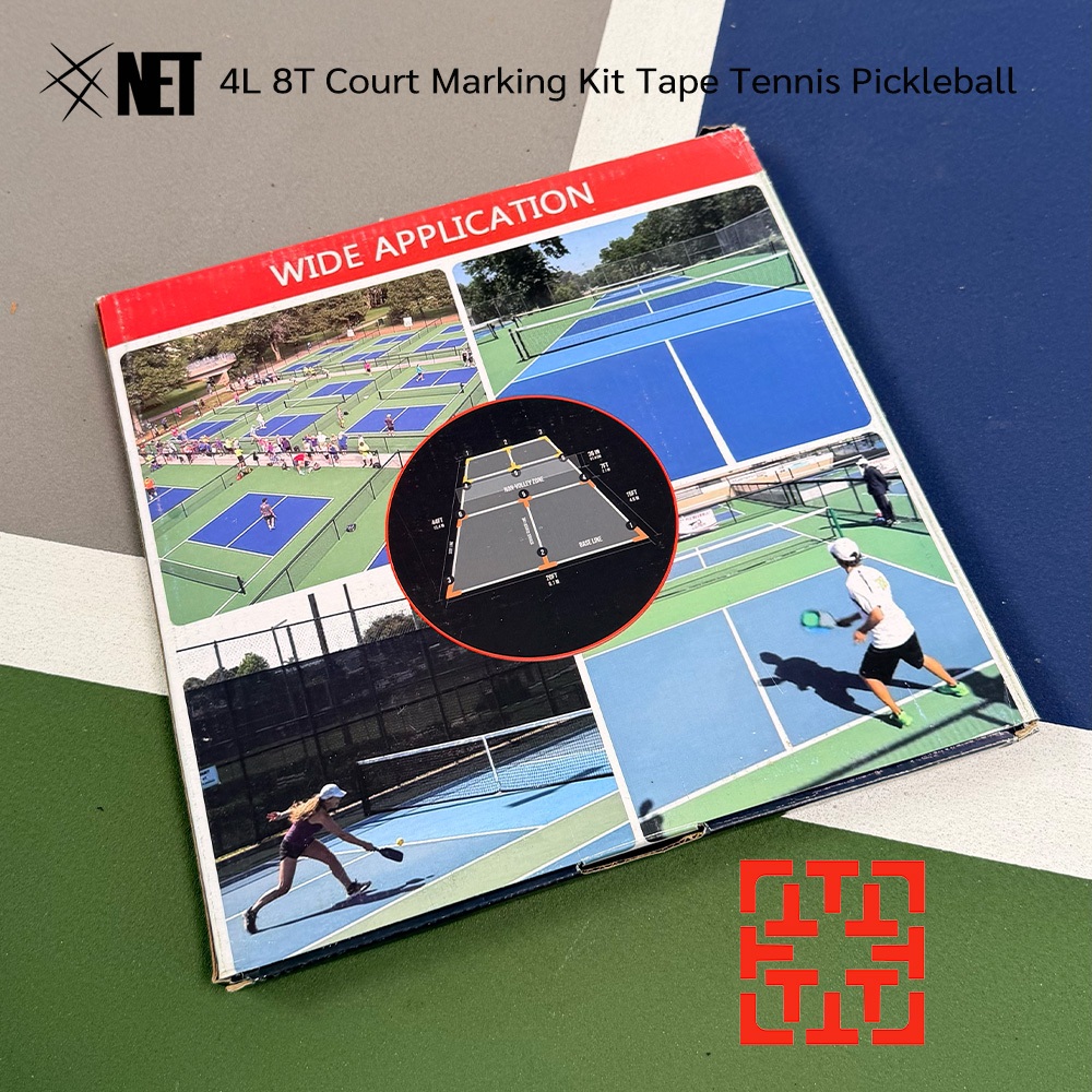 NET 4L 8T Court Marking Kit Tape Tennis Pickleball ทำสนามเทนนิสและพิคเคิลบอลได้ทุกที่