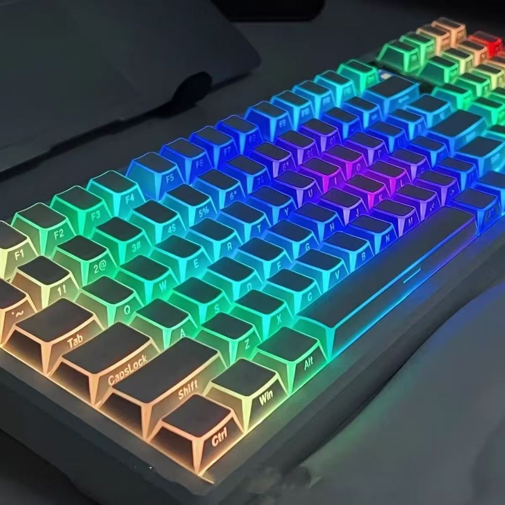 Shawdow Keycaps ตัวอักษรด้านบน shine ผ่าน RGB light สีขาว Prism PBT Double shot Cherry protail Keycap ชุดสําหรับคีย์