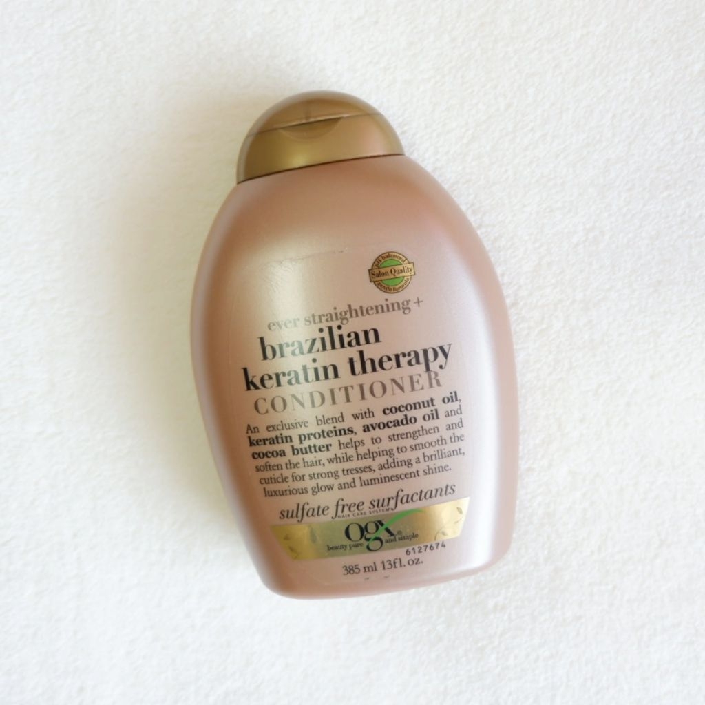 (หมด 22/05/2026) OGX Ever Straightening Brazilan Keratin Therapy Conditioner 385 มล. โอจีเอ็กซ์ เครา