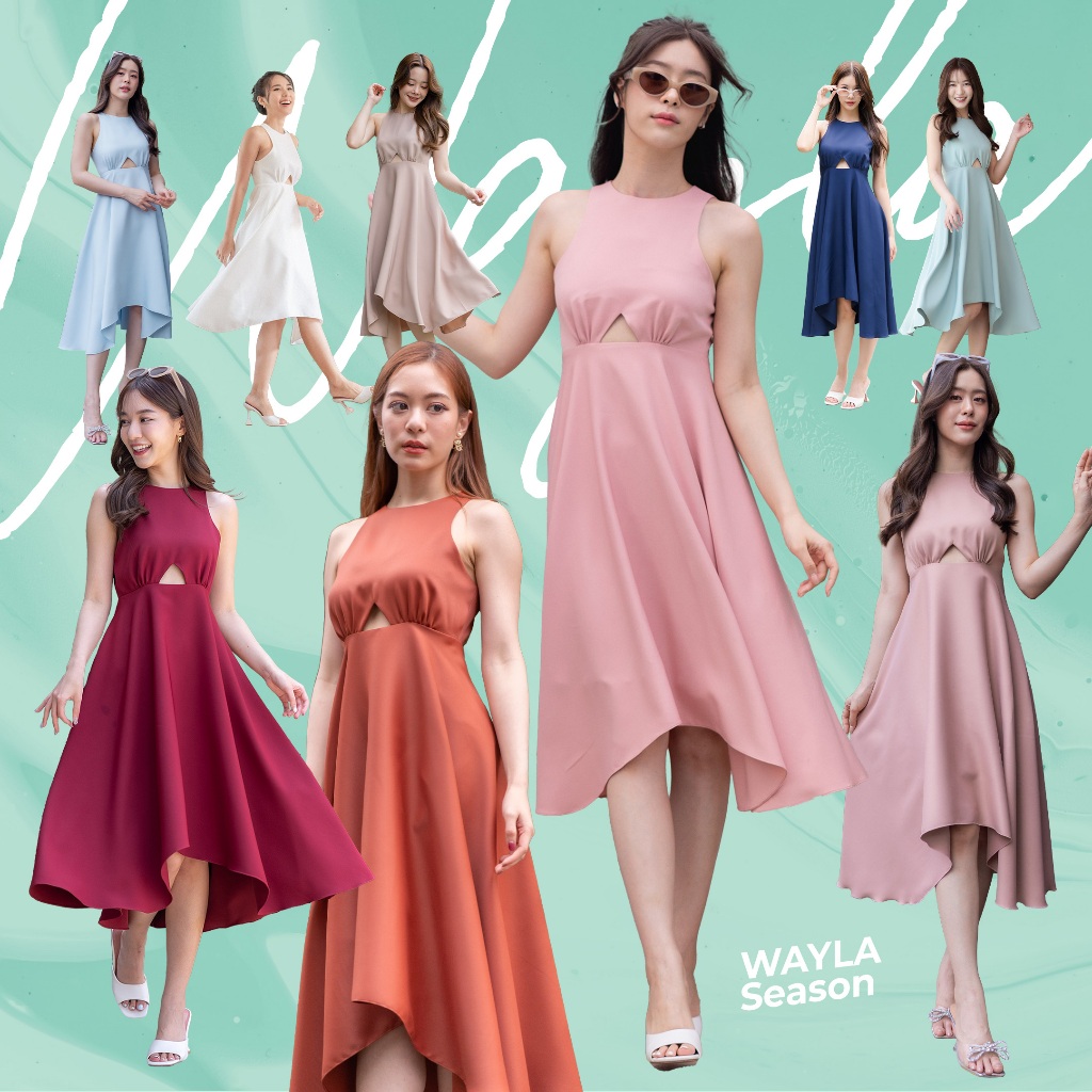 WAYLA Season - เดรสแขนกุดกระโปรงย้วย (Snow/Rosy/Sandy/Rose Tee/Marine/Cherry/Navy/Rainy/Brick)