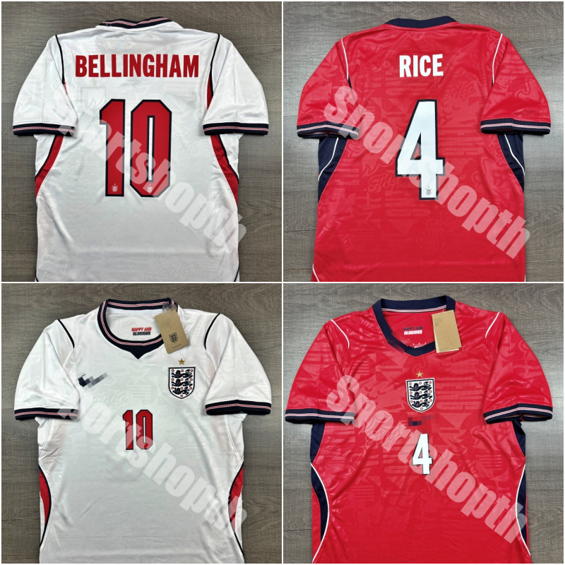 เสื้อฟุตบอล ทีมชาติ oังกฤษ Home เหย้า ฟุตบอลโลกปี 2026 พร้อมเบอร์ชื่อ 4 RICE 9 KANE 10 BELLINGHAM 20