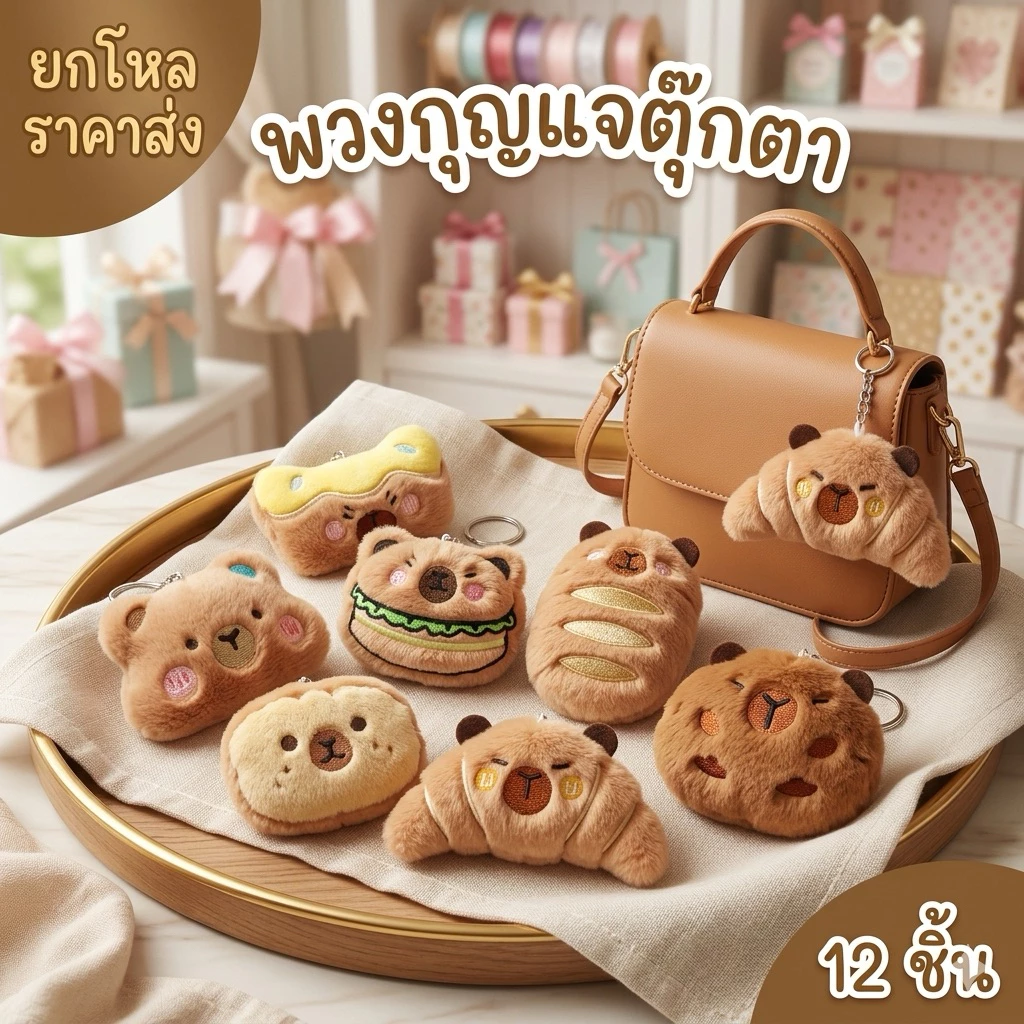 พวงกุญแจตุ๊กตา คละลาย 12 ชิ้น