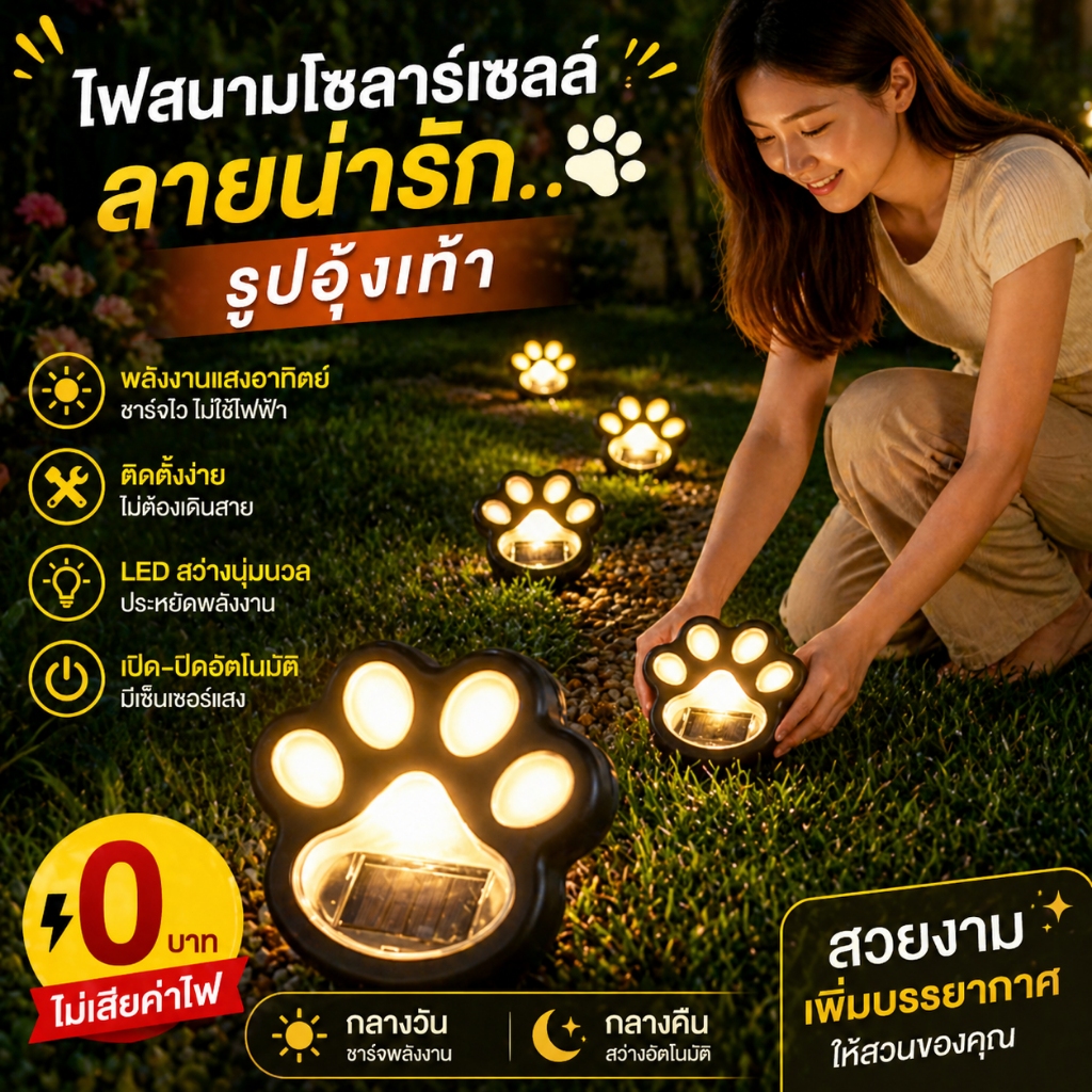 โคมไฟโซล่าเซลล์ กันน้ำ สำหรับติดสนามลาน สวน บันได ระเบียง ทรงสัตว์ ไฟบรรยากาศ ตกแต่งสวนสวยงาม