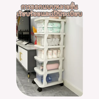 2/3/4/5ชั้น รถเข็นพลาสติก ลิ้นชักเก็บของ ล่องเก็บขนม มีล้อเลื่อน+ที่จับ กันน้ำกันฝุ่น ส่งจากกรุงเทพ COD
