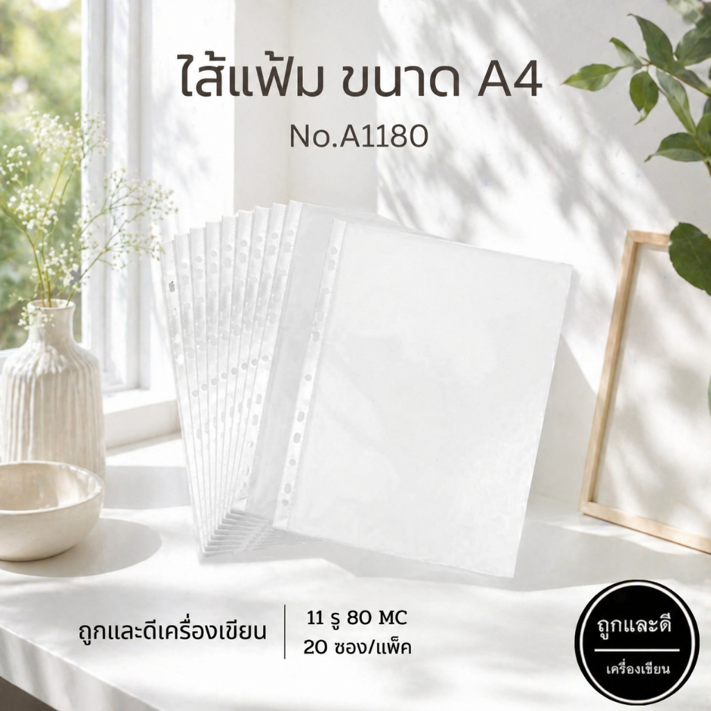 ไส้ แฟ้ม ไส้แฟ้ม ซองพลาสติก ซอง ใส ขนาด A4 (20ซอง/แพ็ค)