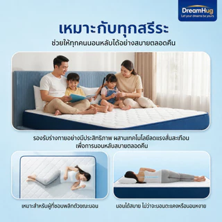 DreamHug ที่นอนพ็อกเก็ตสปริง หนา8นิ้ว เย็นสบาย การรองรับสรีระ ไม่เกิดเสียงรบกวน ขนาด 3.5/4/5/6 ฟุต