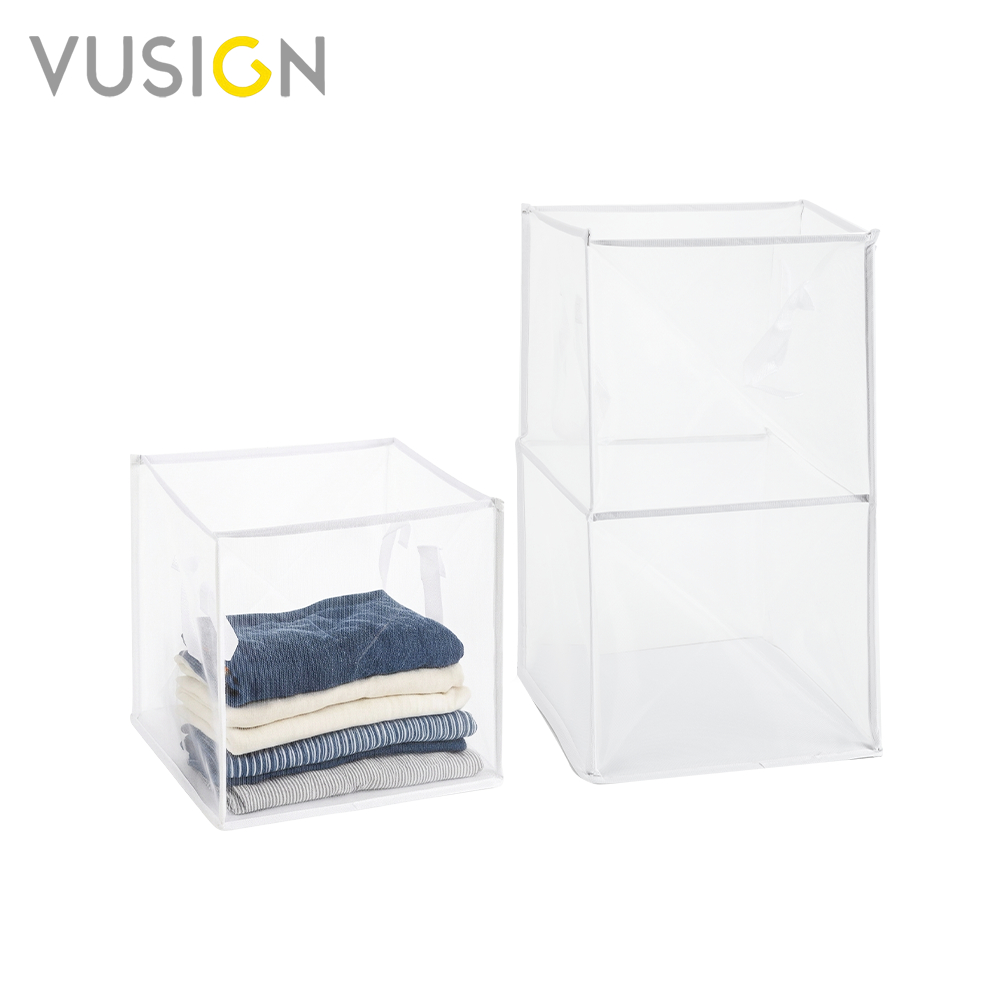 Vusign ตะกร้าอเนกประสงค์ ตะกร้าซักผ้า ตะกร้าพับได้ มีหูหิ้ว ตะกร้าจัดระเบียบ น้ำหนักเบา Laundry Basket