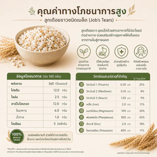 ลูกเดือยขาว ชนิดเมล็ด 500g/1kg Job's Tears Whole Grain | คัดพิเศษ เต็มเมล็ด 100% | ไฟเบอร์สูง โปรตีนสูง ไขมันต่ำ