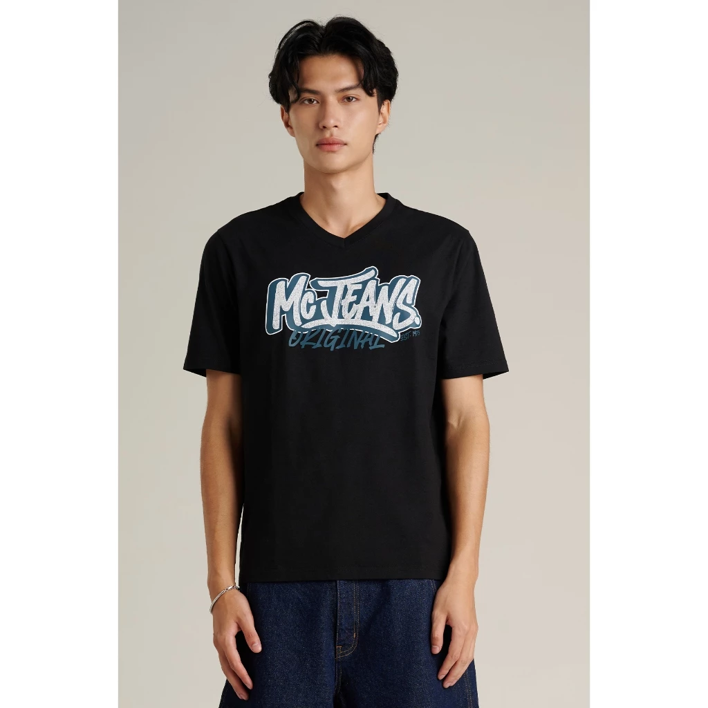 Mc JEANS (แม็คยีนส์) เสื้อยืดผู้ชาย เสื้อยืดแขนสั้น ทรงเรกูลาร์ Regular Fit T-Shirt มีให้เลือก 2 สี MTSZD62