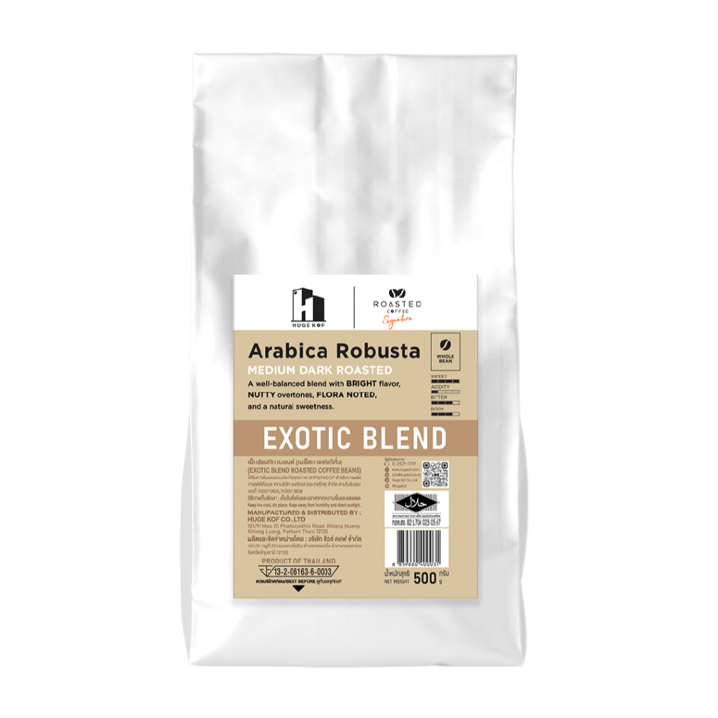 (จากโรงงานแท้100%!) อาราบิก้า+โรบัสต้า เมล็ดกาแฟ Roasted Beans Signature Exotic Blend 500g