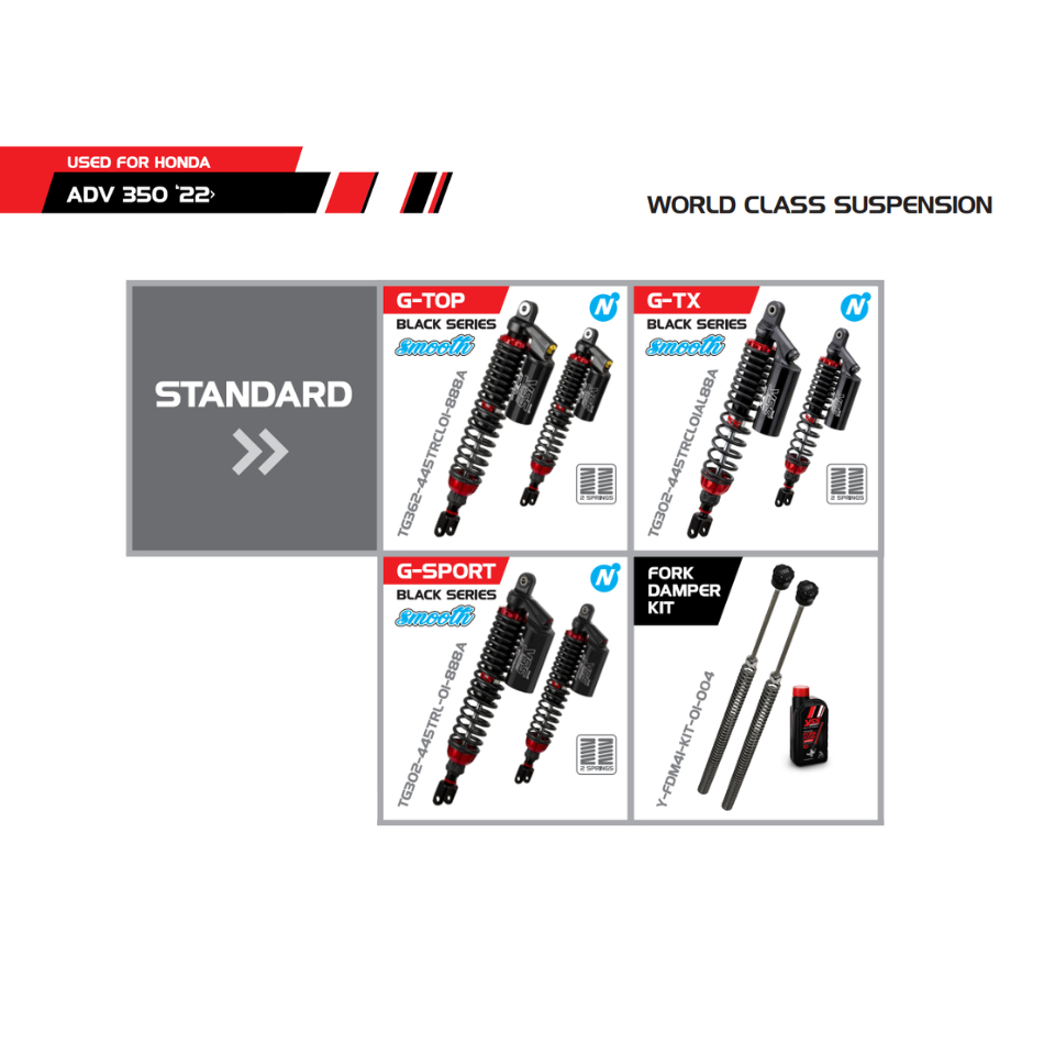 Pre-Oder YSS โช้ค ADV350 ปี 22 ขึ้นไป ความสูง STD มีให้เลือกหลายรุ่น พร้อมประกัน 1 ปี ของแท้100%‼️
