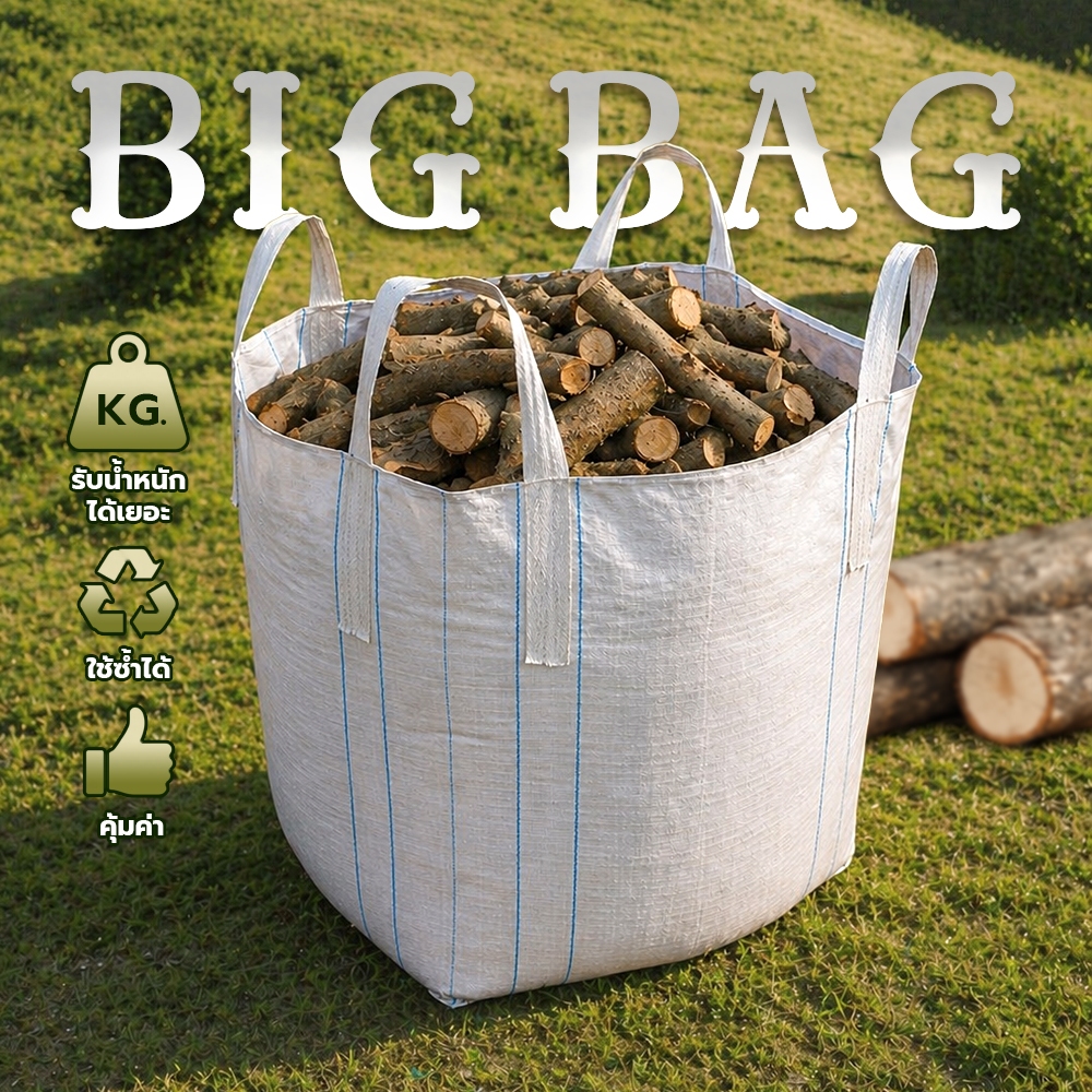 big bag ถุงบิ๊กแบ็ค สีขาว ขนาด 90×90×110 ซม ถุงจัมโบ้ รูปที่ 2