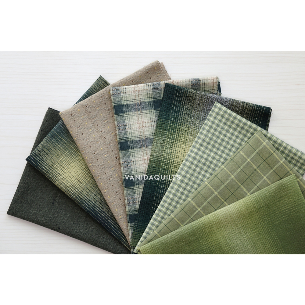 ผ้าทอจัดเซ็ท โทนเขียว (Set-8 ชิ้น) (รหัส sho144fabric0004)