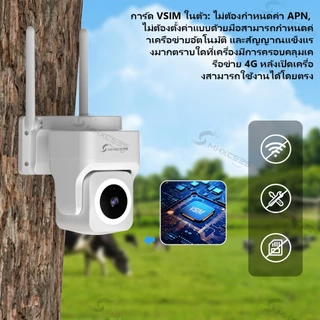 MHXCEES กล้องวงจรปิด 4G บันทึกต่อเนื่อง 24ชม. ไม่ต้องเติมเงิน ไม่ต้องใช้ WiFi 2K ระบบอัจฉริยะ Tuya