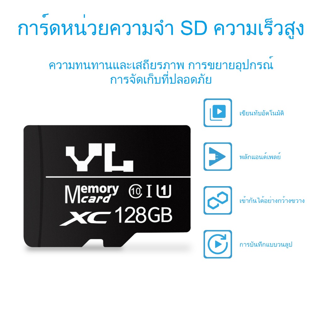 เมมโมรี่การ์ดสำหรับกล้องวงจรปิด 32G/64G/128G ความเร็วสูง เสถียร SD Card