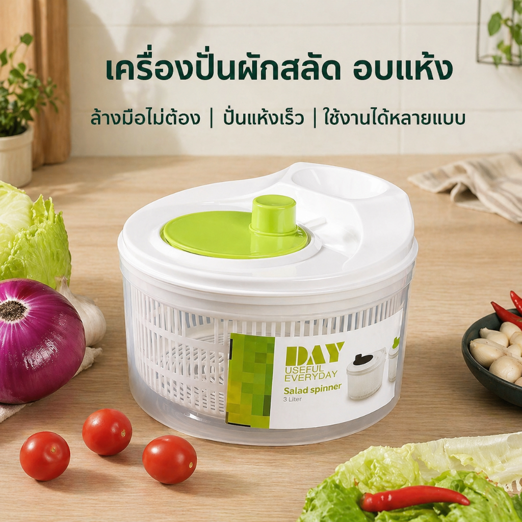 ที่ล้างผัก สลัดสปินเนอร์ ตะกร้าปั่นแห้ง ล้างสะอาด ใช้งานง่าย เหมาะสำหรับครัวยุคใหม่