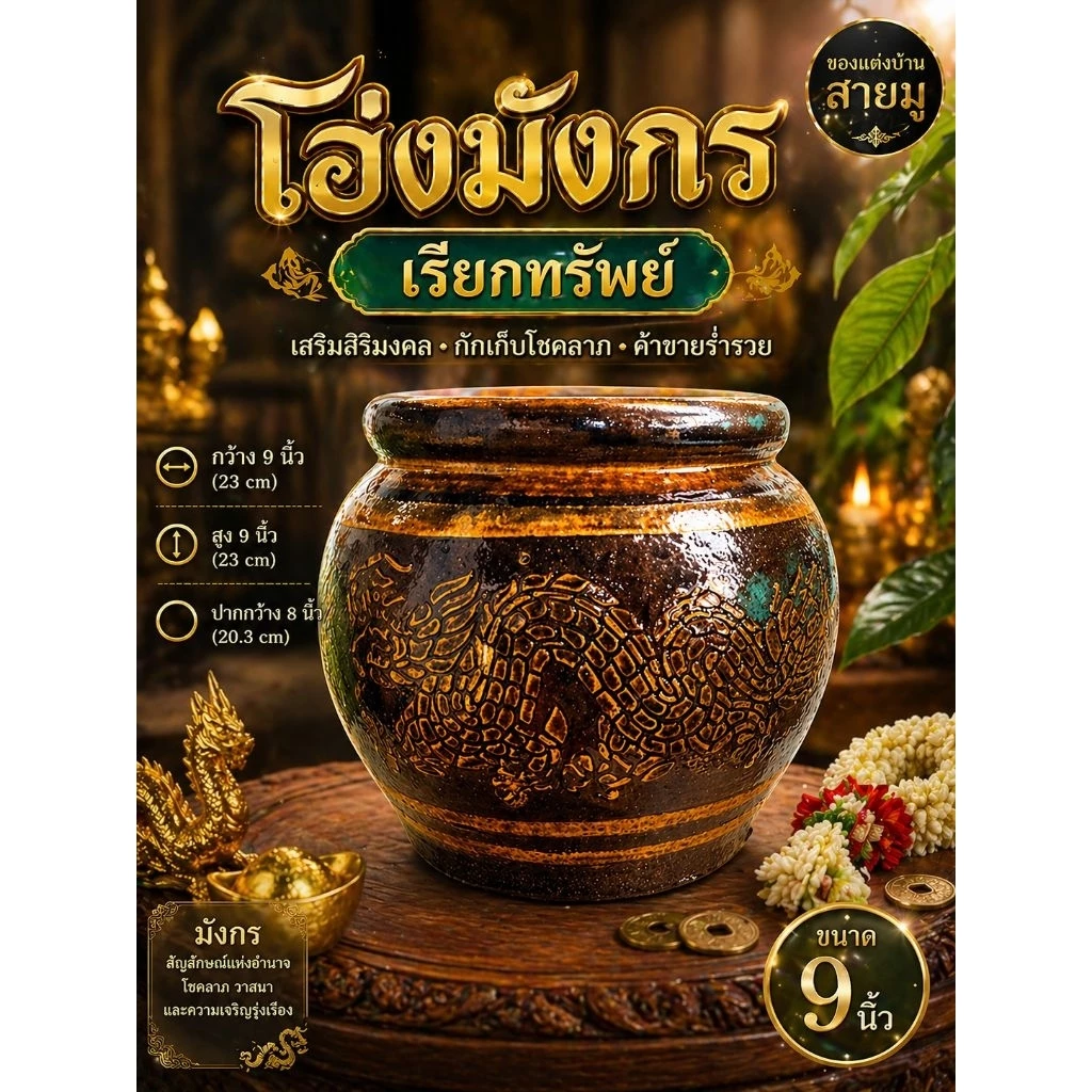 โอ่งมังกรราชบุรี โอ่งใส่น้ำเสริมฮวงจุ้ยแต่งสวนแต่งบ้าน thumbnail 10