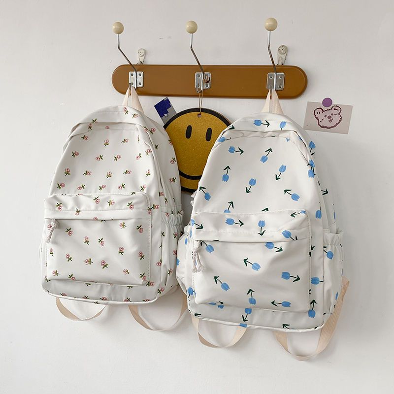 พร้อมส่ง กระเป๋านักเรียน กระเป๋าหนังสือ ลายดอกไม้ น่ารัก สําหรับผู้หญิง